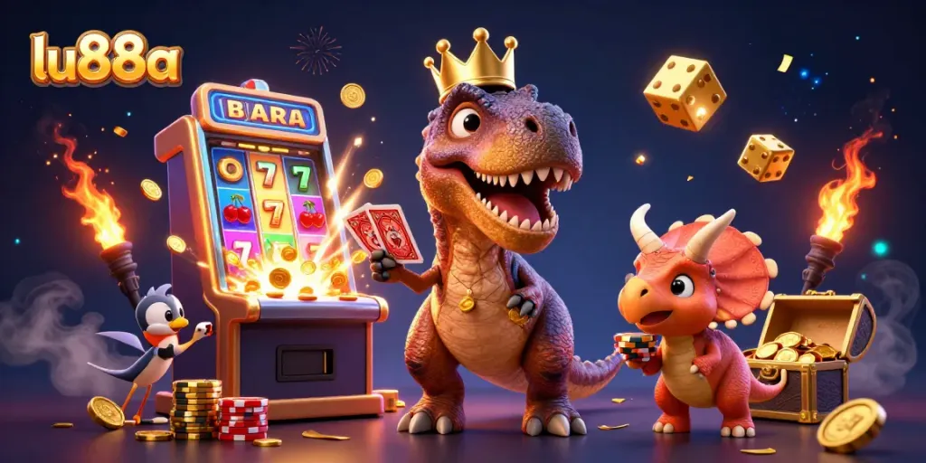 Experience thrilling gameplay with lu88a's vibrant 3D casino scene showcasing adventures in slot machines.