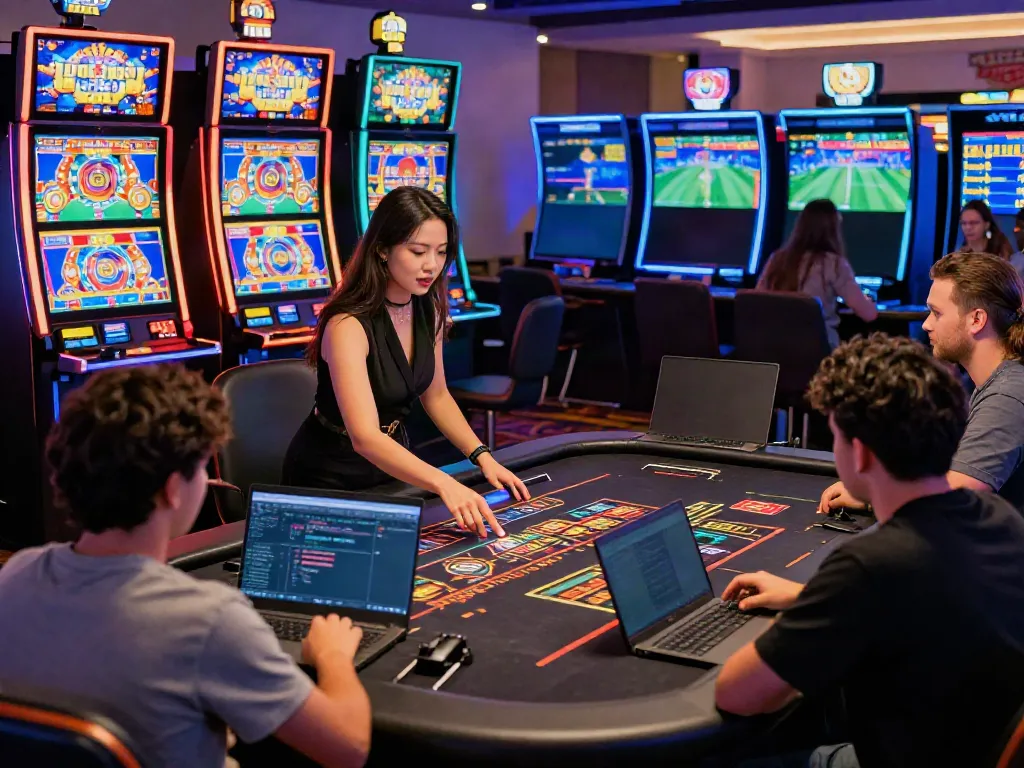 nhà cái debet players engaging with vibrant online casino games