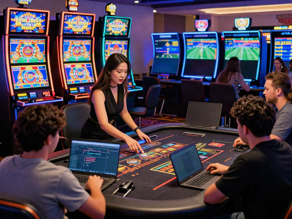 nhà cái debet players engaging with vibrant online casino games