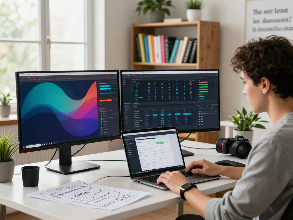 SEO specialist reviewing instant indexing tools in a modern workspace.