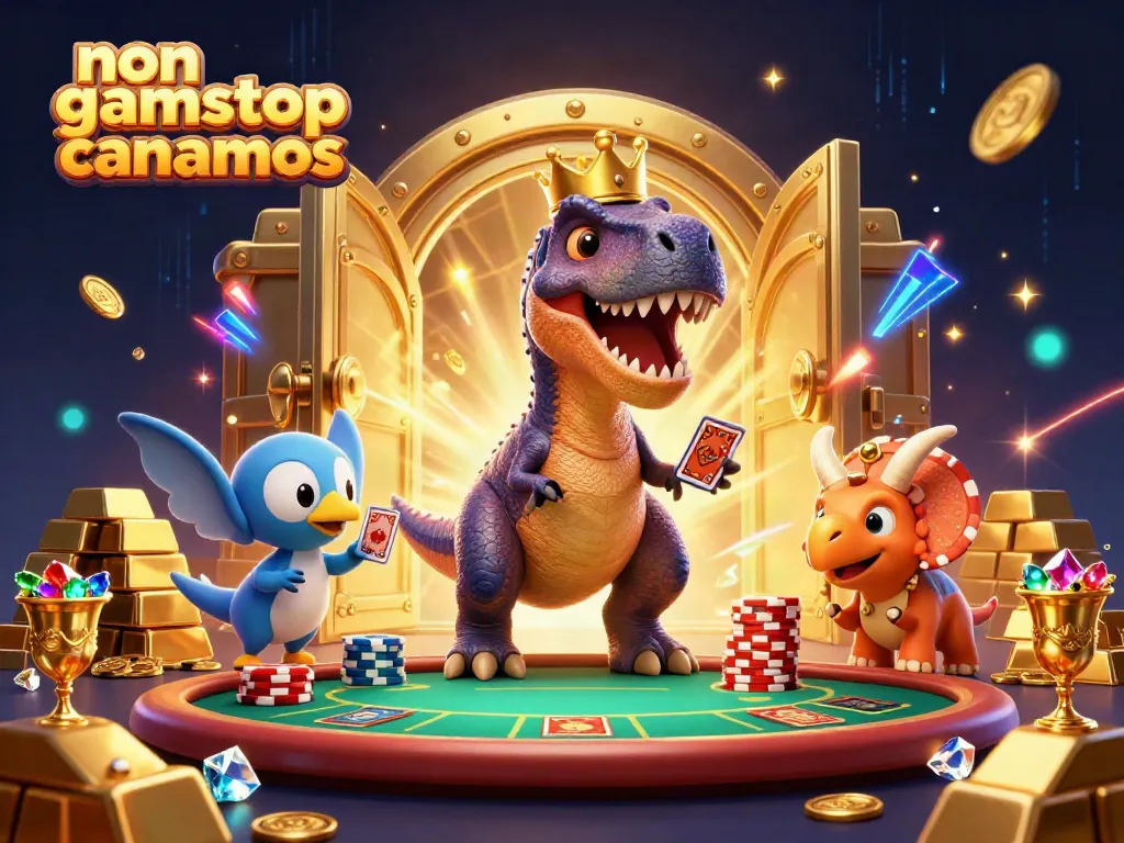 Experience the thrill of non gamstop casinos in this vibrant, engaging 3D illustration.