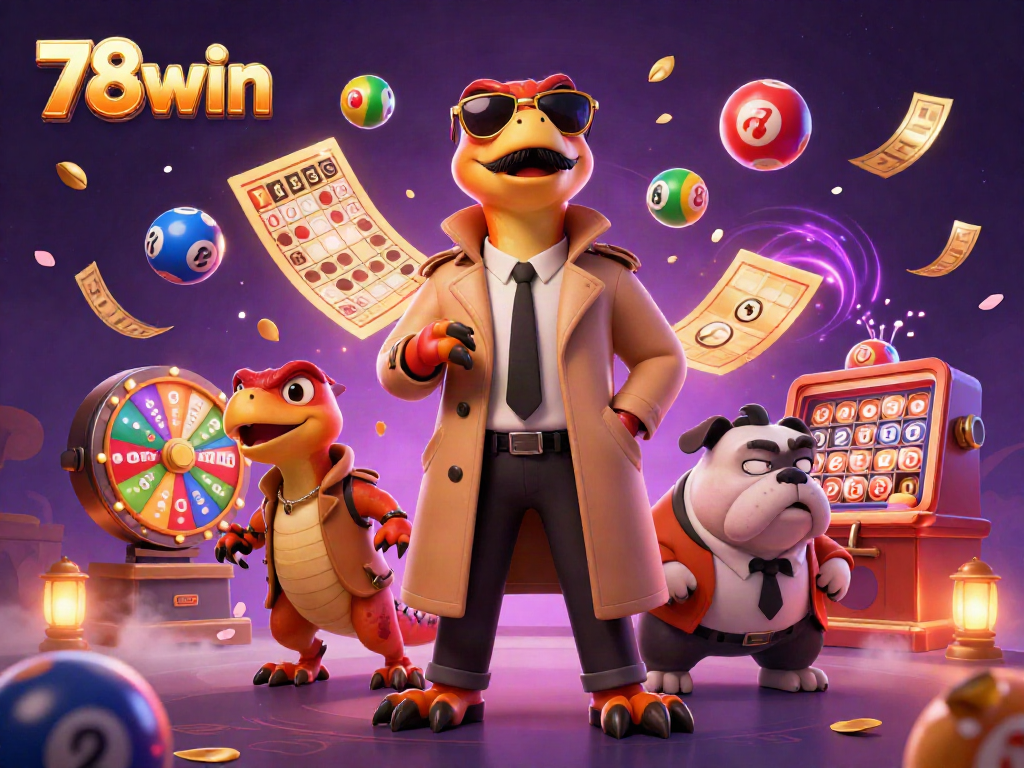 Engage in thrilling action at 78win with a dynamic VIP casino scene filled with playful elements.